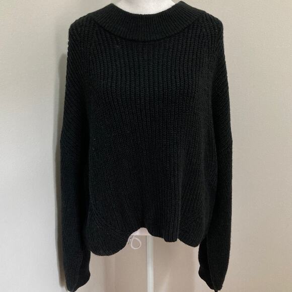 new Nordstrom BP. Braided Balloon Sleeve Sweater Black size XL - Picture 10 of 10